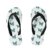 Vlinder met groene pauwenveren kinder teenslippers (Voetbed)