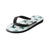 Vlinder met groene pauwenveren kinder teenslippers (Schuin)