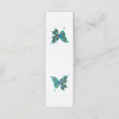 Vlinder met groene pauwenveren klantenkaartje (Buitenkant ongevouwen)