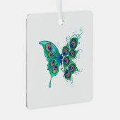 Vlinder met groene pauwenveren metalen ornament (Voorkant Rechts)
