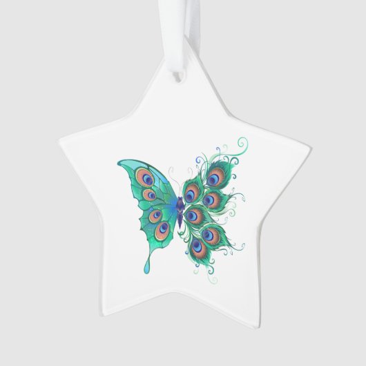 Vlinder met groene pauwenveren ornament (voorkant)