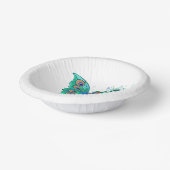 Vlinder met groene pauwenveren papieren kommen (Gebogen)