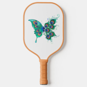 Vlinder met groene pauwenveren pickleball paddle