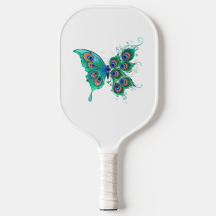 Vlinder met groene pauwenveren pickleball paddle