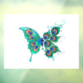 Vlinder met groene pauwenveren raamsticker (Vel 3)