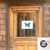 Vlinder met groene pauwenveren raamsticker (Huis Deur)