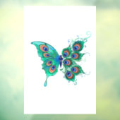 Vlinder met groene pauwenveren raamsticker (Vel 3)