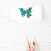 Vlinder met groene pauwenveren spandoek (Insitu)