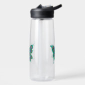 Vlinder met groene pauwenveren waterfles (Links)