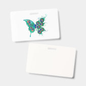Vlinder met groene pauwveren badge (Voor- en achterkant)