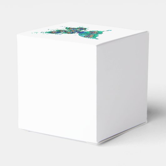 Vlinder met groene pauwveren bedankdoosjes (Achterkant)