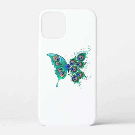 Vlinder met groene pauwveren Case-Mate iPhone case (Achterkant)