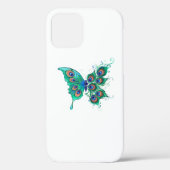 Vlinder met groene pauwveren Case-Mate iPhone case (Achterkant)