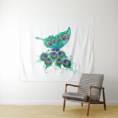 Vlinder met groene pauwveren wandkleed (In Situ (horizontaal))