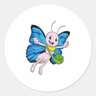 Vlinder met handtas ronde sticker