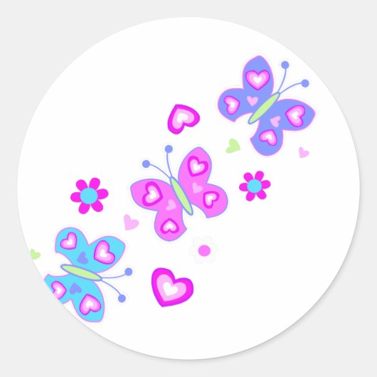 vlinder met hart ronde sticker (Voorkant)