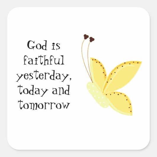 Vlinder met Inspirerend Gezegde Vierkante Sticker (Voorkant)