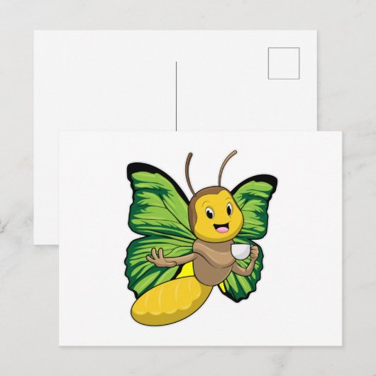 Vlinder met kopje koffie briefkaart (Voorkant / Achterkant)