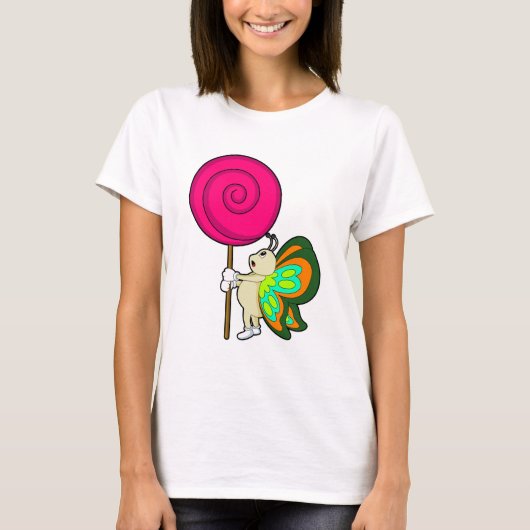 Vlinder met Lollypop T-shirt (Voorkant)