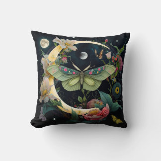 vlinder met maan en bloemen Pillow Kussen