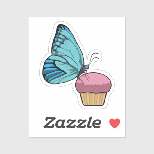 Vlinder met Muffin Sticker (Vel)