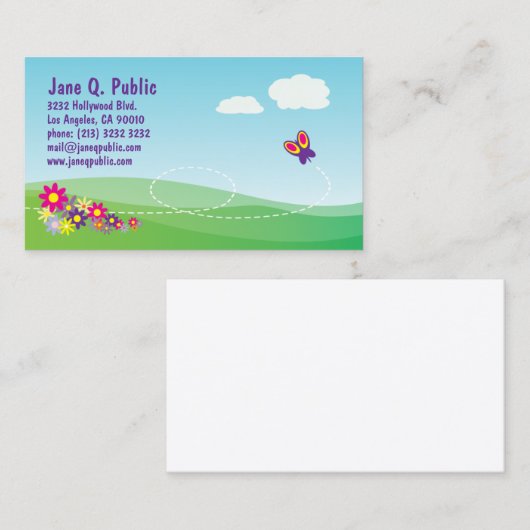 Vlinder met Natuur Scene Visitekaartje (Voorkant / Achterkant)