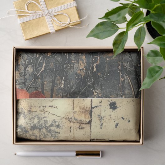 Vlinder met oranje bloemetjes tissuepapier (Geschenk)