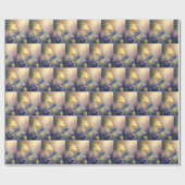 Vlinder met paarse bloemen cadeaupapier (Vlak)