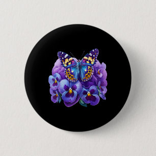Vlinder Met Paarse Bloemen Viooltje Dementie Heime Ronde Button 5,7 Cm