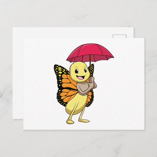 Vlinder met paraplu briefkaart (Voorkant / Achterkant)