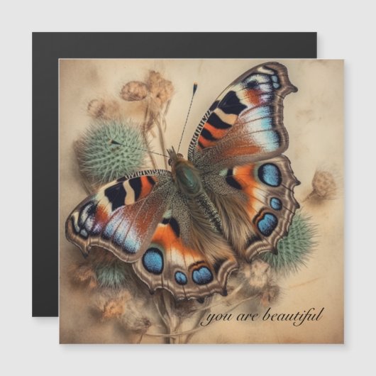 Vlinder met pauw patroon vleugels aanpasbaar (Voorkant / Achterkant)