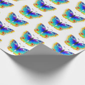 Vlinder met pauwenogen in de kleuren van de regenb cadeaupapier (Hoek)