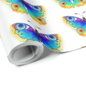 Vlinder met pauwenogen in de kleuren van de regenb cadeaupapier (Rol Hoek)