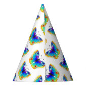 Vlinder met pauwenogen in regenboogkleuren feesthoedjes (Achterkant)