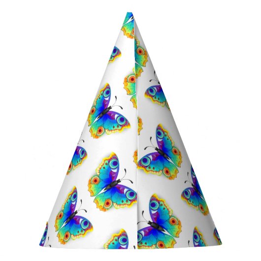 Vlinder met pauwenogen in regenboogkleuren feesthoedjes (Achterkant)