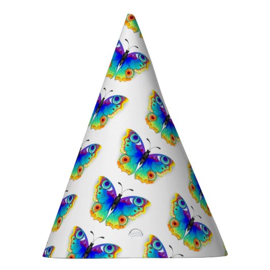 Vlinder met pauwenogen in regenboogkleuren feesthoedjes (Rechts)