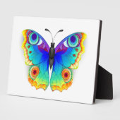 Vlinder met pauwenogen in regenboogkleuren fotoplaat (Zijkant)