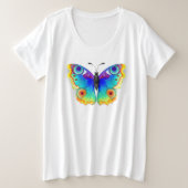 Vlinder met pauwenogen in regenboogkleuren grote maat t-shirt (Design voorkant)