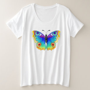 Vlinder met pauwenogen in regenboogkleuren grote maat t-shirt