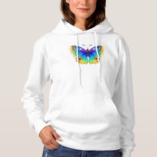 Vlinder met pauwenogen in regenboogkleuren hoodie (Voorkant)