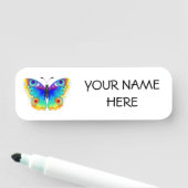 Vlinder met pauwenogen in regenboogkleuren naamplaatje (In situ)