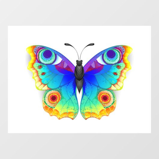 Vlinder met pauwenogen in regenboogkleuren raamsticker (Vel)