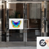 Vlinder met pauwenogen in regenboogkleuren raamsticker (Kantoordeur)