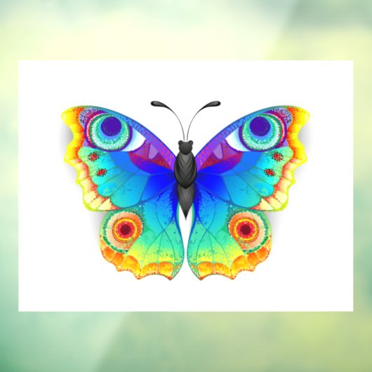 Vlinder met pauwenogen in regenboogkleuren raamsticker (Vel 3)