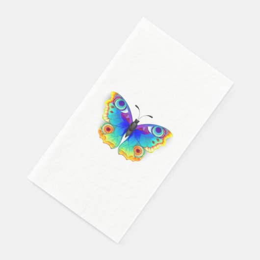 Vlinder met pauwenogen in regenboogkleuren servet (Hoek)