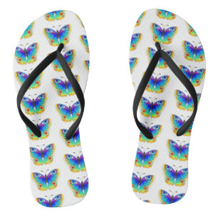 Vlinder met pauwenogen in regenboogkleuren teenslippers