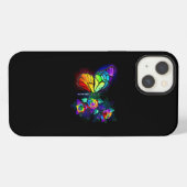 Vlinder met regenboog bloem iPhone hoesje (Achterkant horizontaal)
