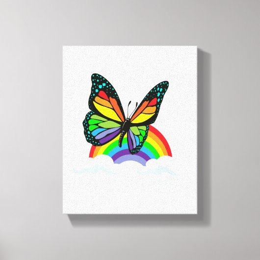 Vlinder met Regenboog Canvas Afdruk (Voorkant)