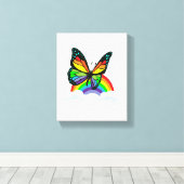 Vlinder met Regenboog Canvas Afdruk (Insitu (Houten vloer))