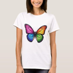 Vlinder met Regenboog Spectrum – Handgetekende Lev T-shirt